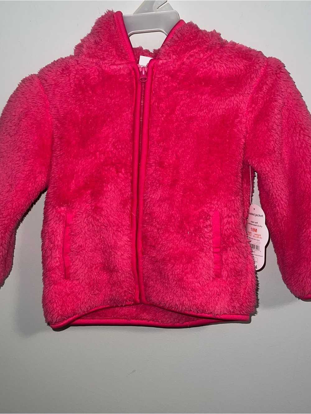 Toddler Plush Zip-Up Jacket - Hot Pink
